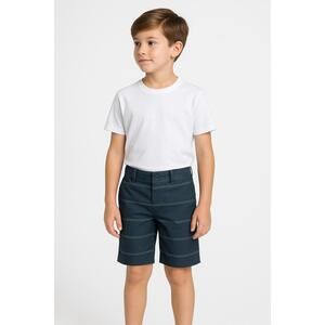 Quiksilver White Navy Striped Stitching Belt‎ Loops Shorts Set Boys Size 7